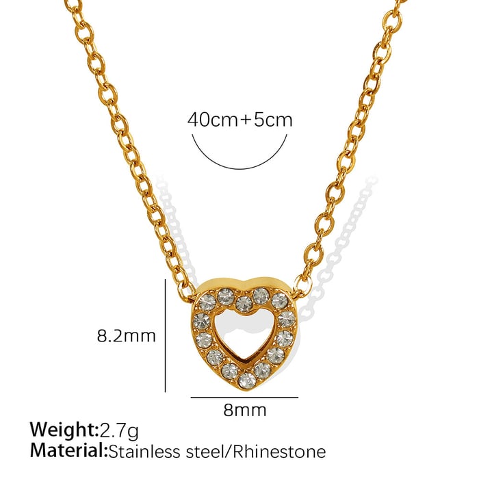 1 piece simple series simple geometric stainless steel  gold plated rhinestone women pendant necklaces